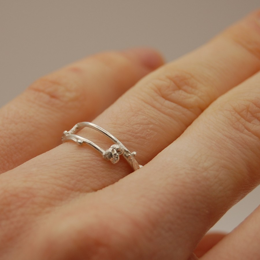 Geometric silver ring