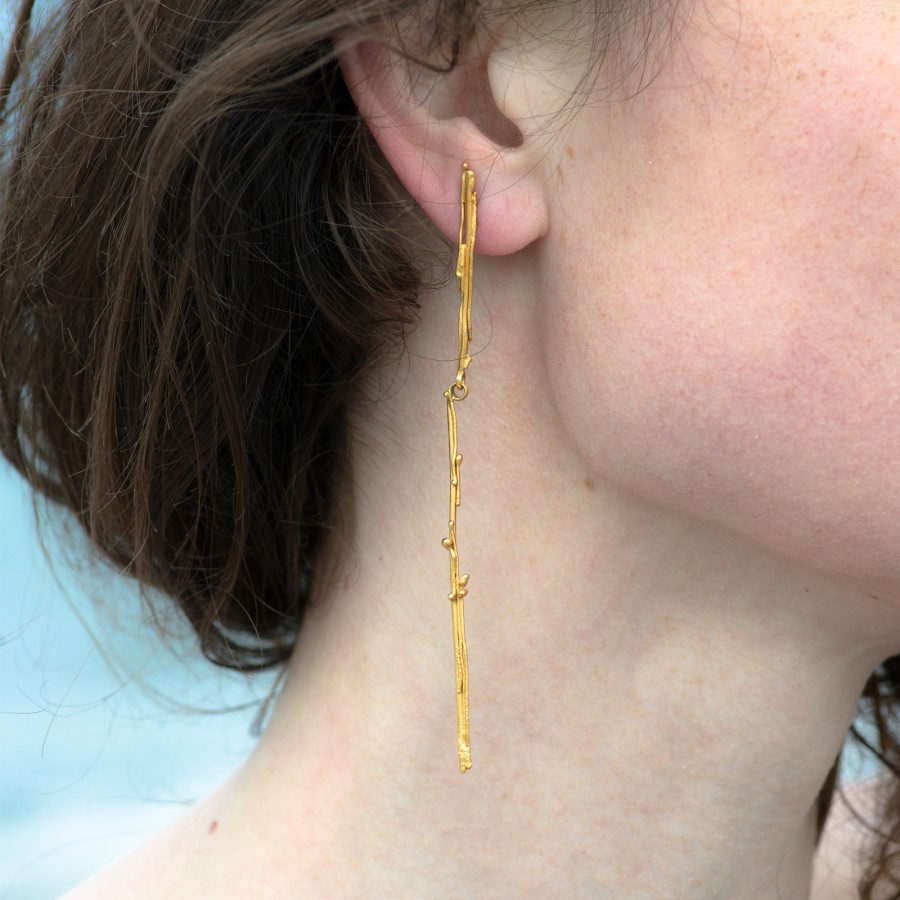 Golden graphical earrings