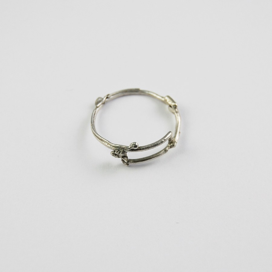Geometric silver ring